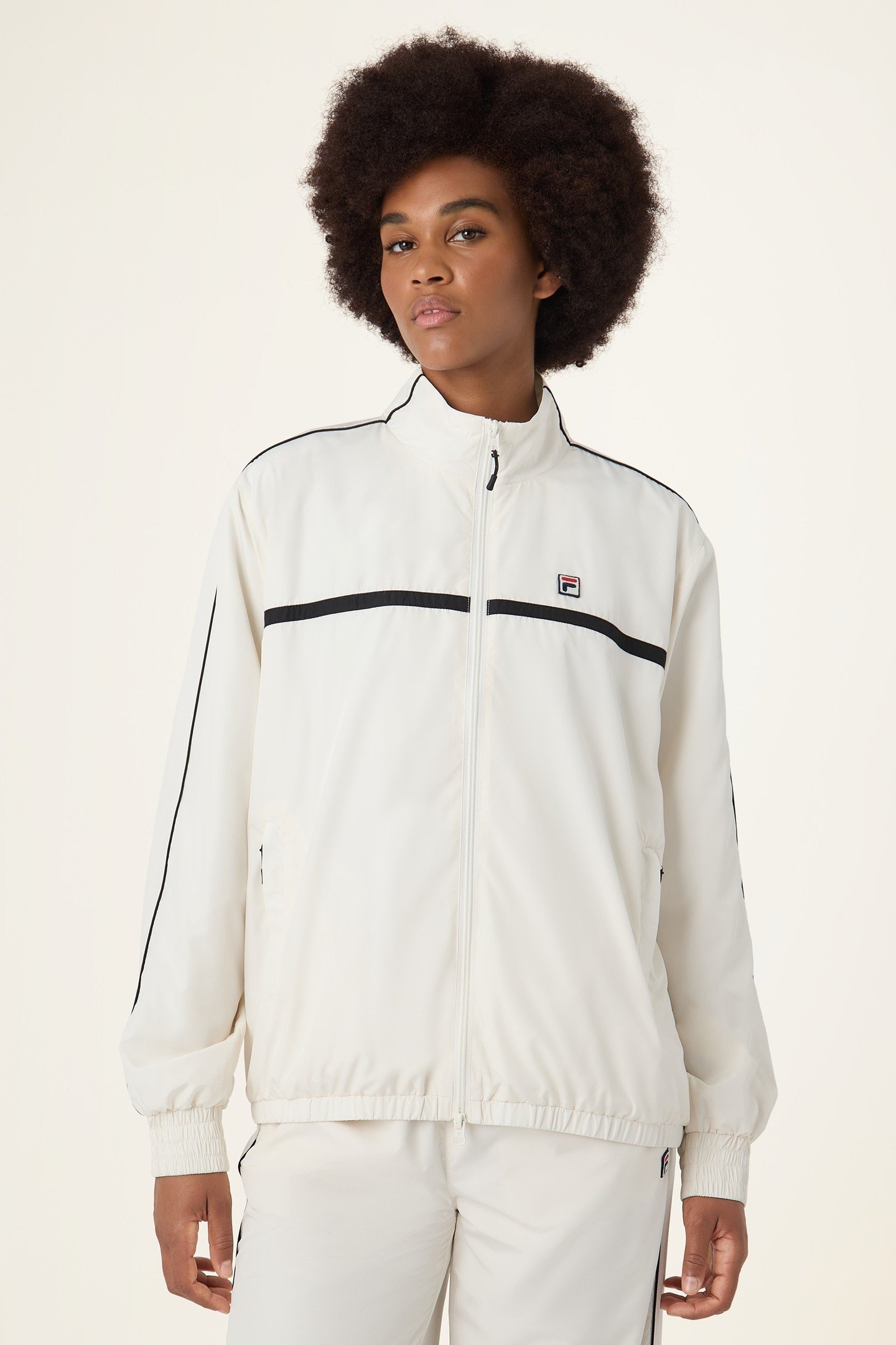 SAN SIRO OVERSIZED WOVEN TRACK JACKET EGRET 1