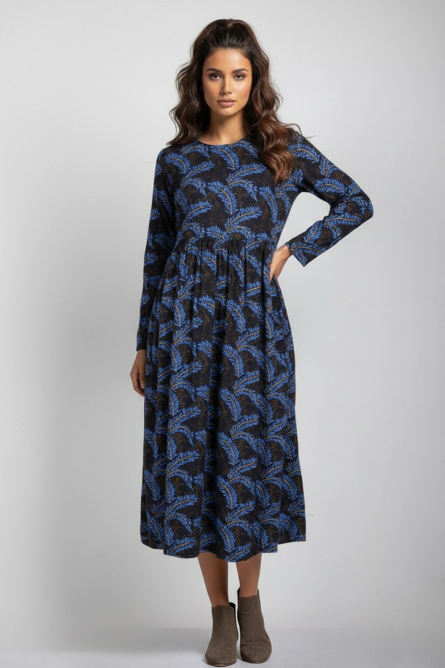 ELISA MIDI DRESSS NAVY PRINT 1