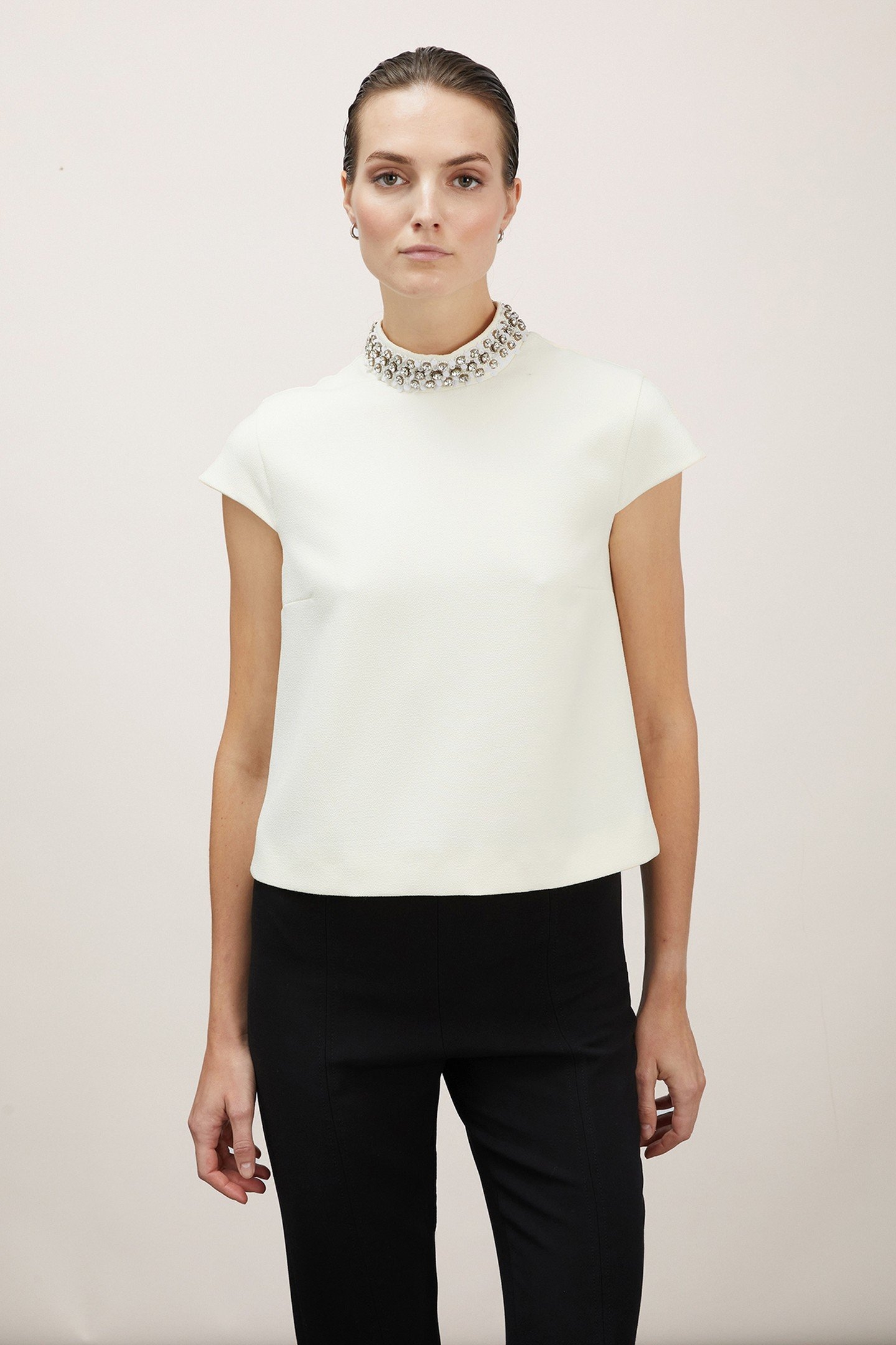 BLOUSE WITH EMBROIDERED COLLAR WHITE 2