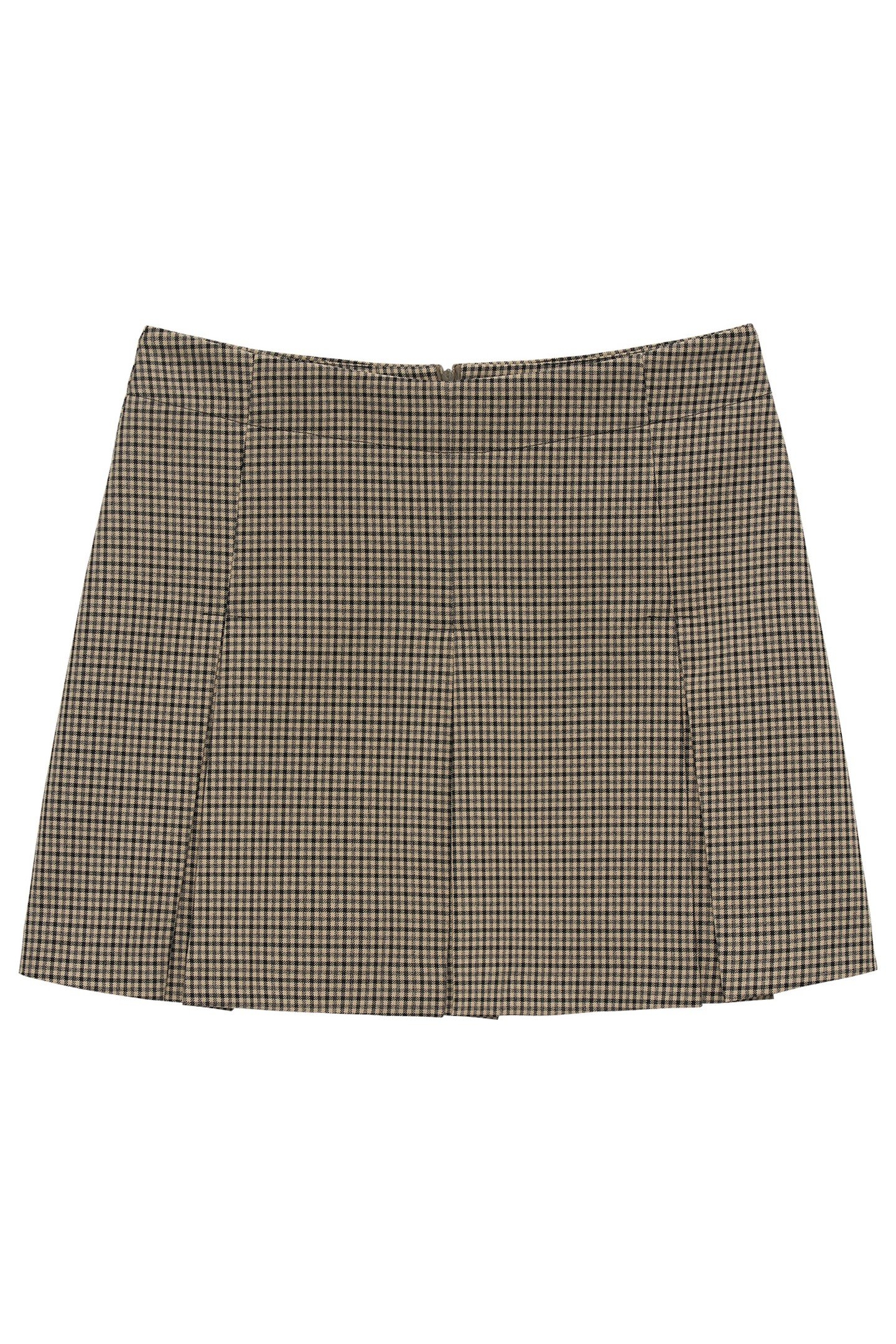 PLEATED CHECK SKIRT BROWN 4
