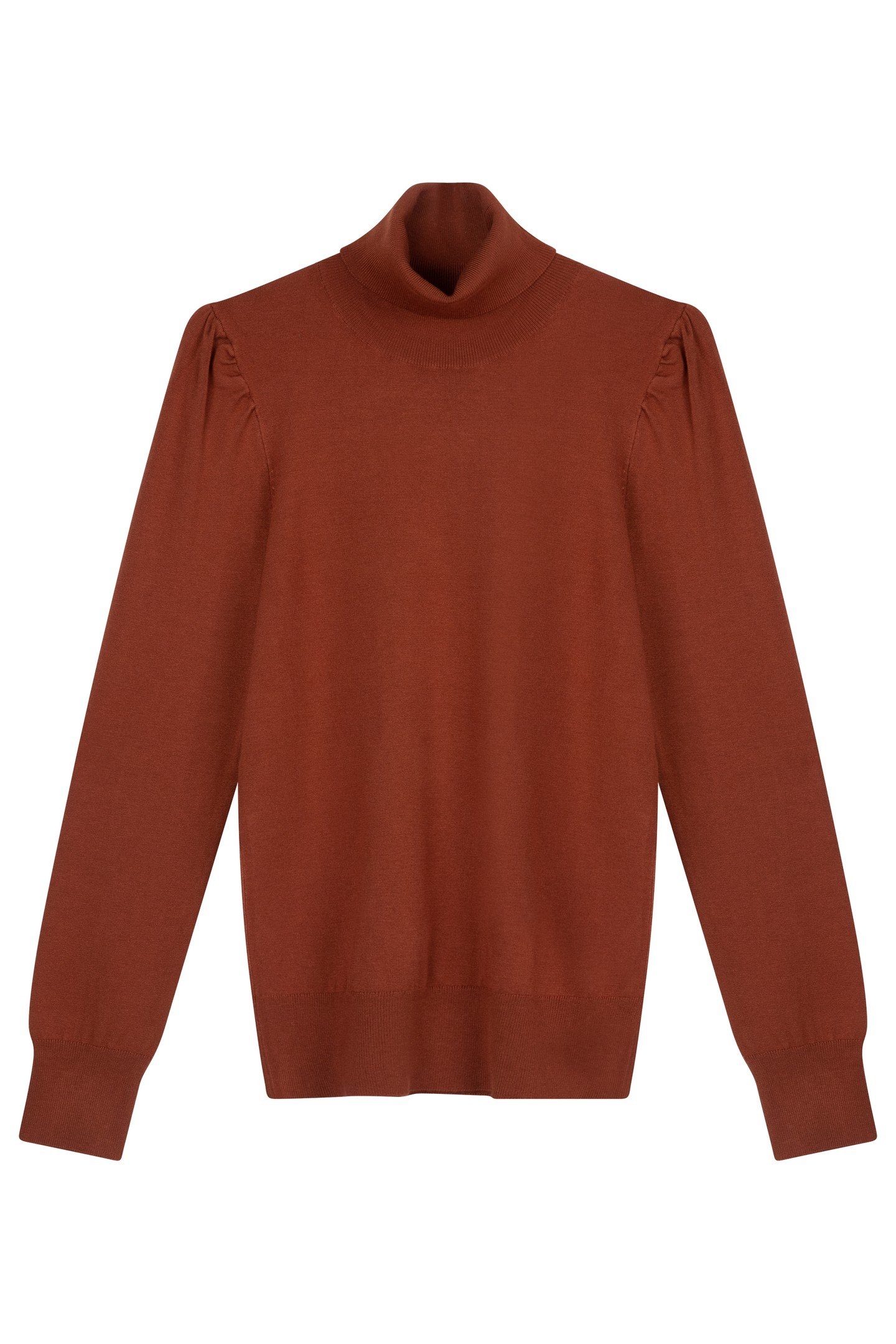 SWEATER GATHERING SHOULDER COPPER BROWN 4