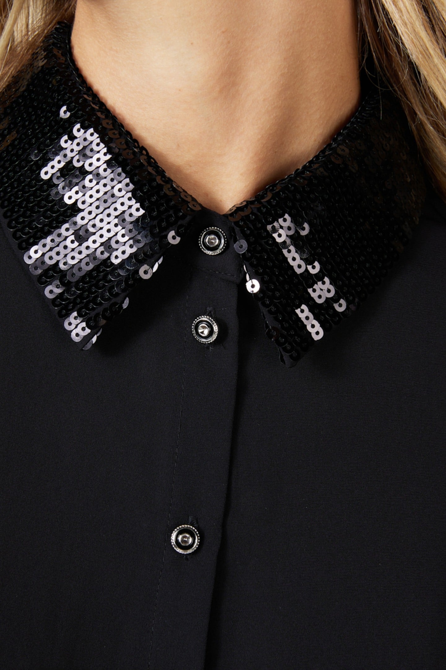 BLOUSE SEQUINS COLLAR BLACK 8