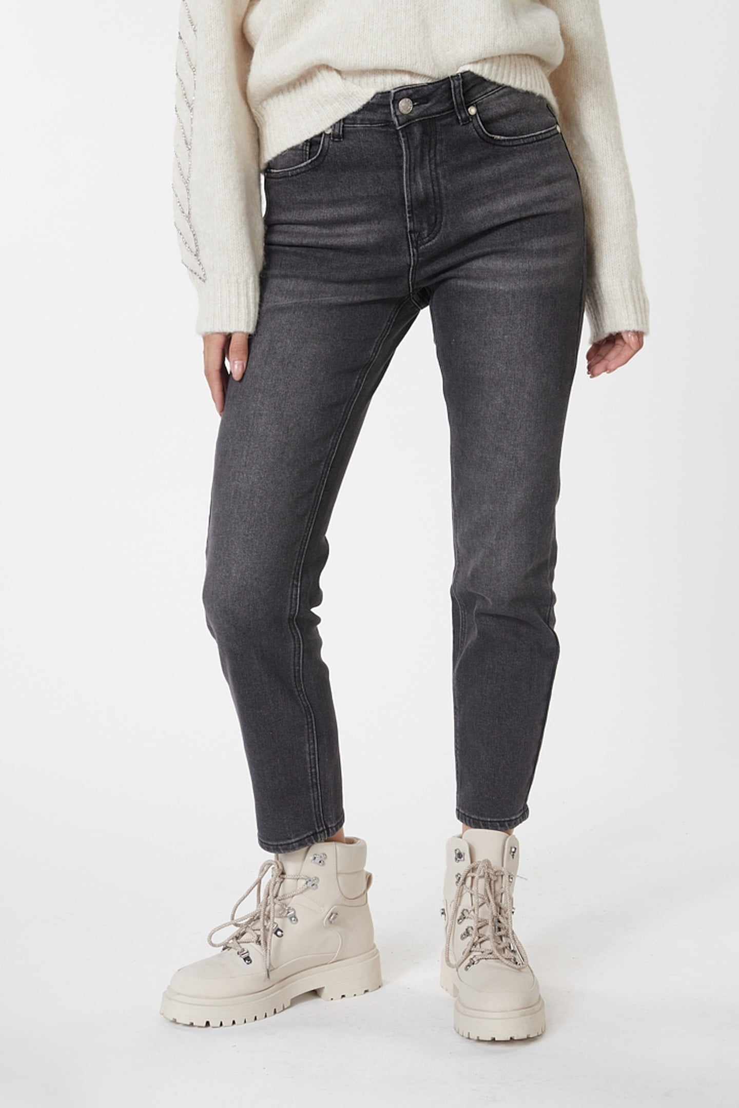 TROUSERS VINTAGE HIGH WAIST JEANS BLACK 2