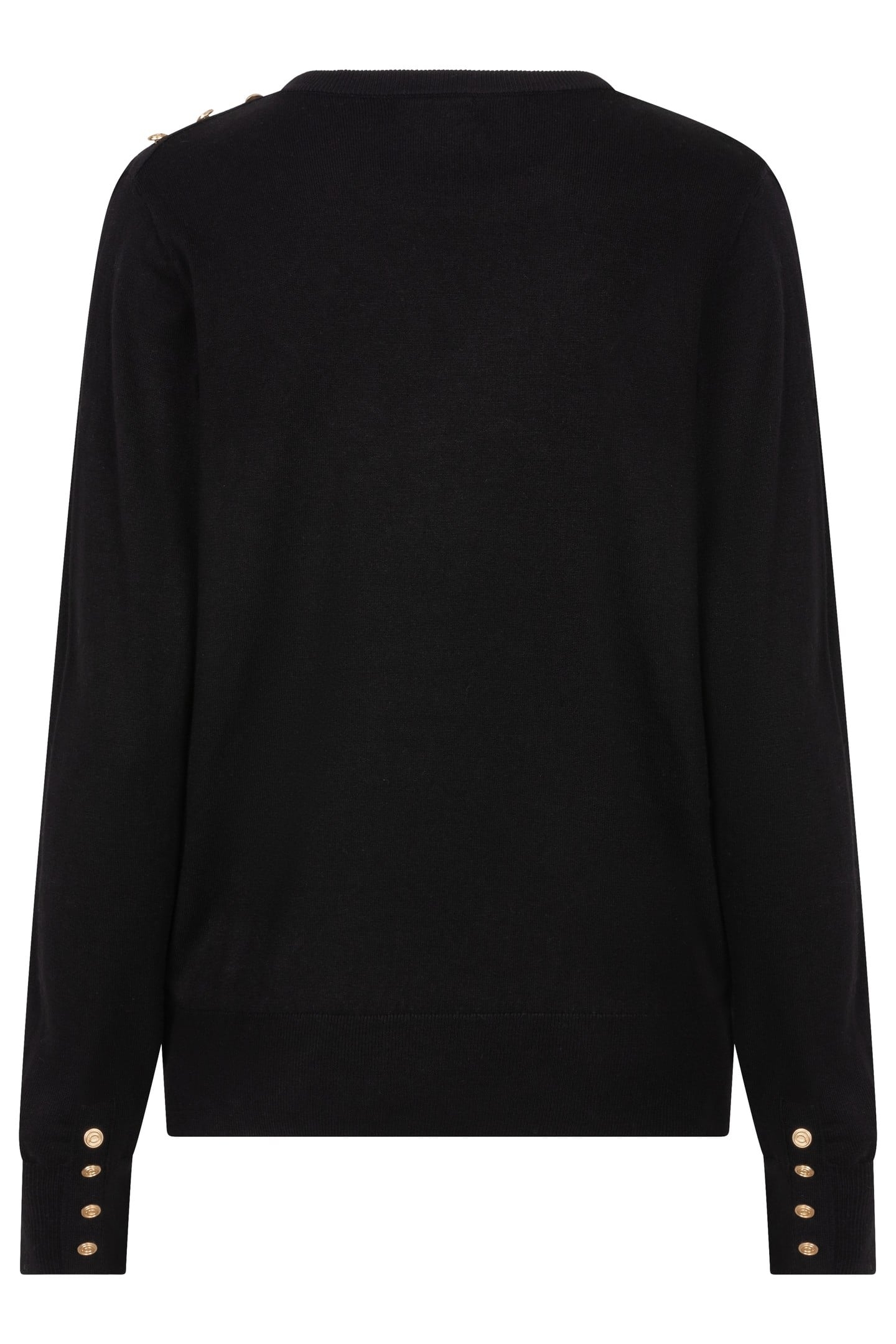 SWEATER GATHERING BUTTON DETAILS BASIC KNIT BLACK 5