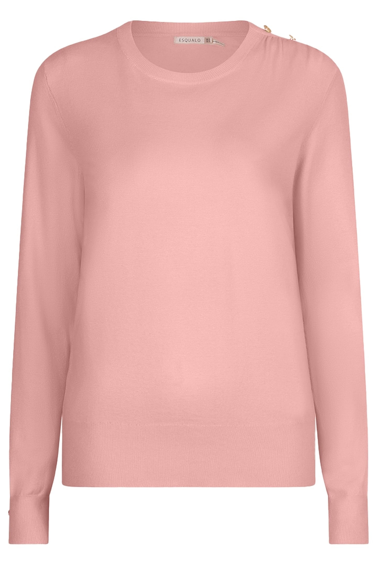 SWEATER GATHERING BUTTON DETAILS BASIC KNIT BLUSH 1