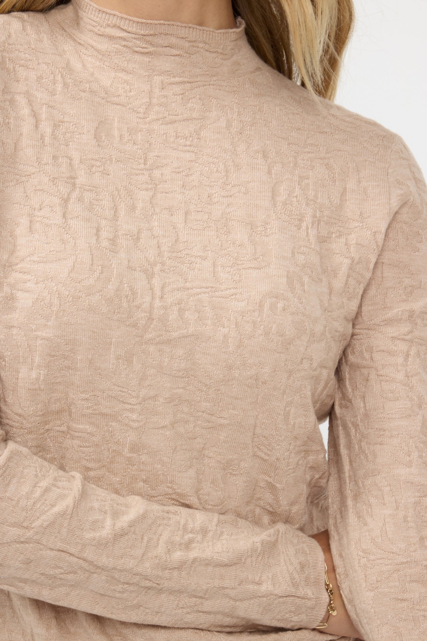 SWEATER SOLID JACQUARD BEIGE 7