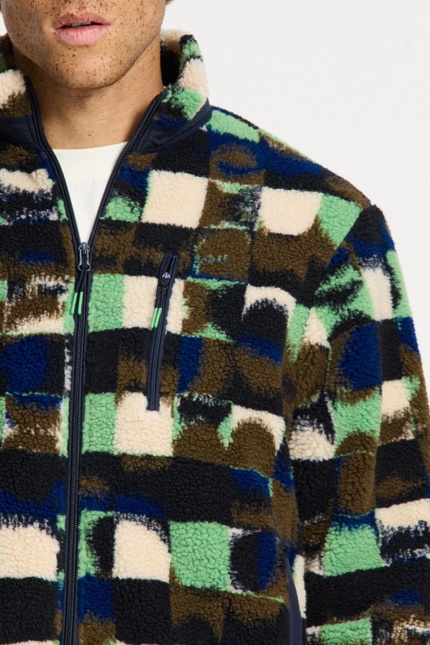 LEE GEO QUILT TEDDY JACKET GREEN OLIVE GEO QUILT 6