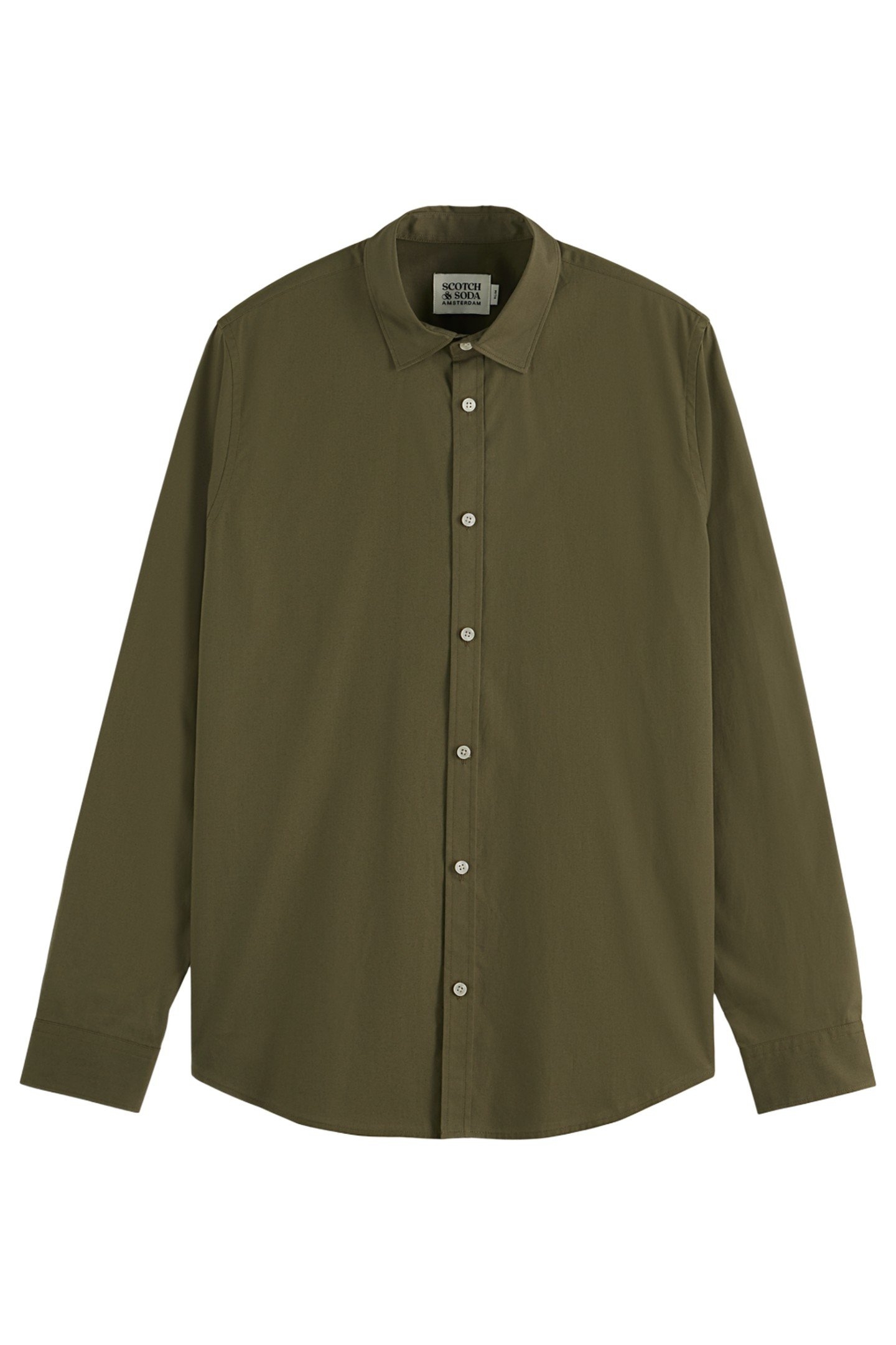 SEASONAL CORE - SLIM FIT SOLID POPLIN SHIRT CLASSIC GREEN 1