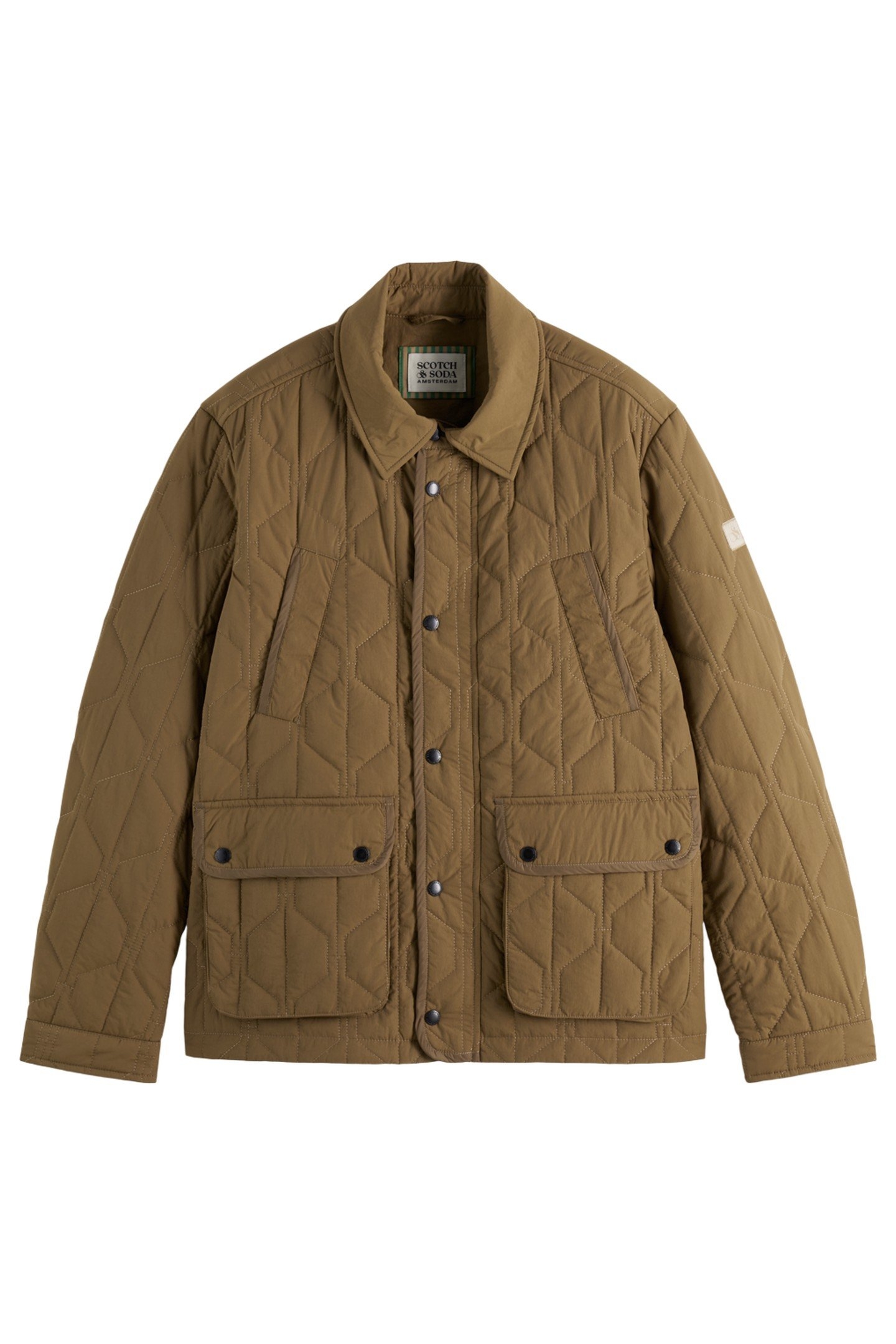 GEOMETRIC QUILTED COAT GOLDEN BROWN 1