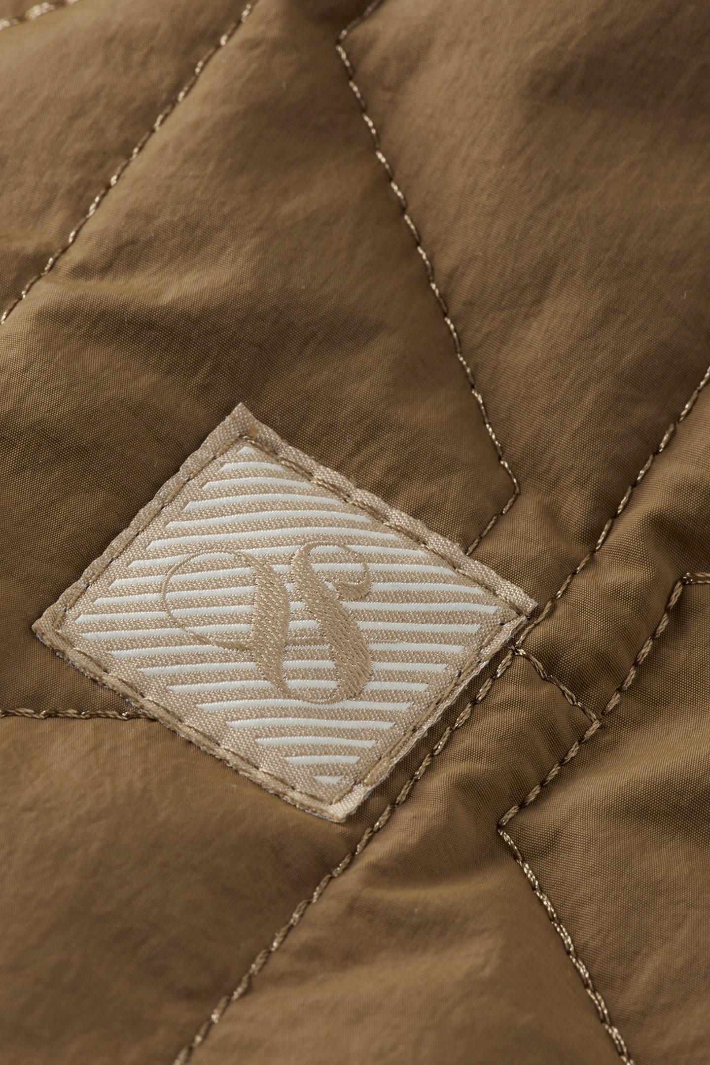 GEOMETRIC QUILTED COAT GOLDEN BROWN 4