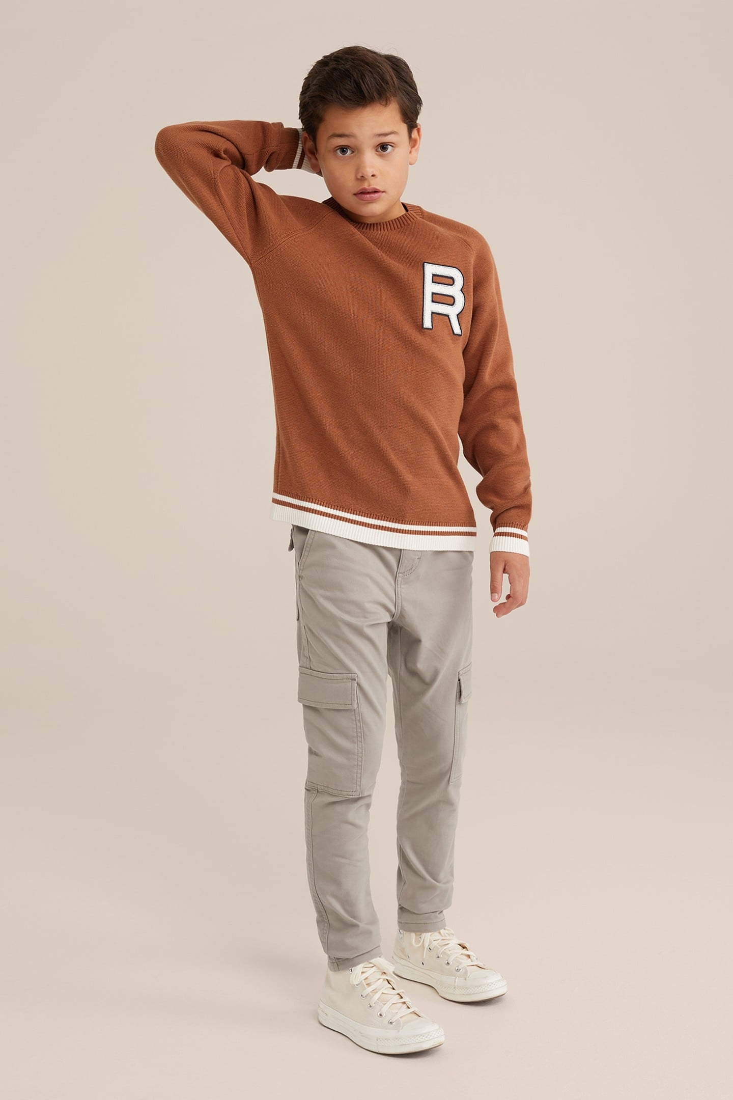 BOYS CARGO PANTS LIGHT GREY 5