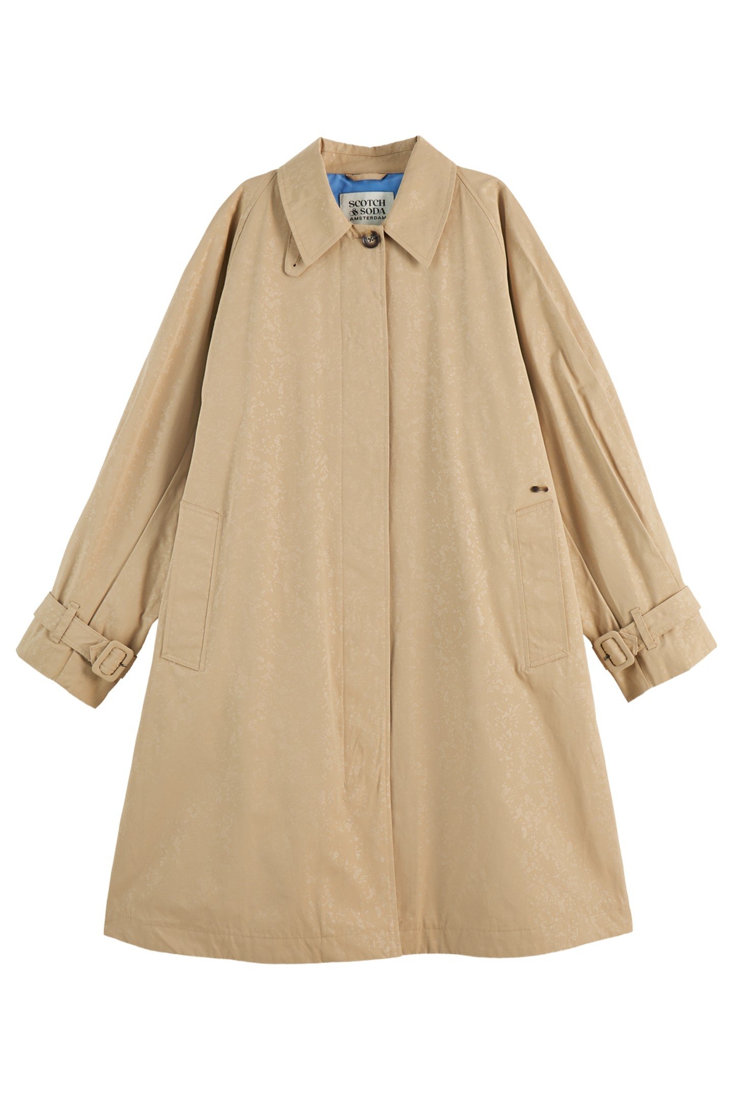 FLORAL EMBOSSED COTTON BLEND CARCOAT SAND 1