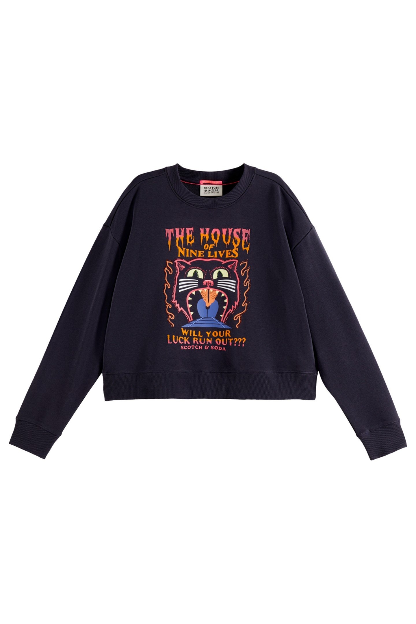 RHINESTONE ARTWORK LOOSE FIT SWEATSHIRT WASHED BLACK 4