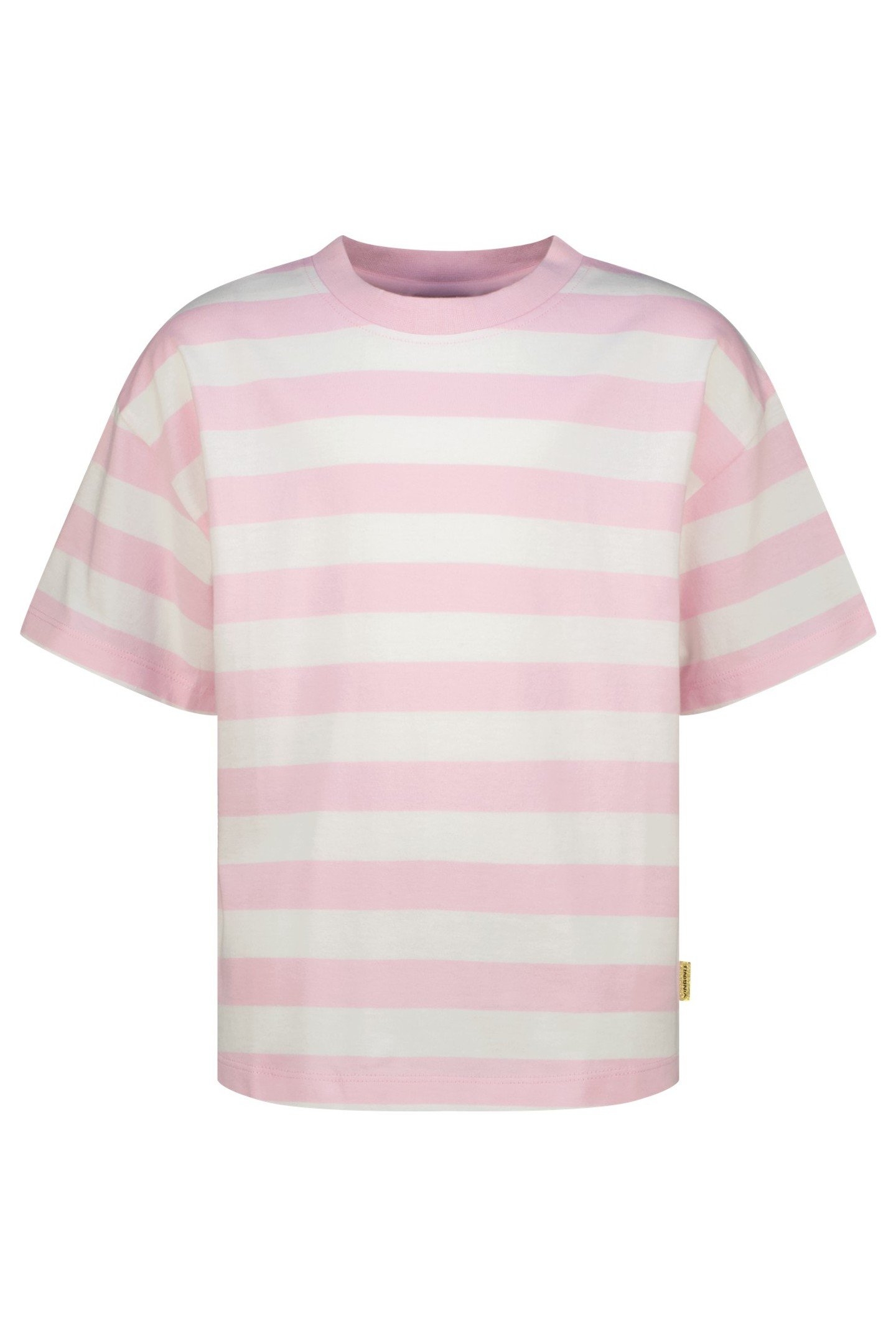 GIRLS BASIC STRIPE TEE T-SHIRT SHIMMER PINK 1