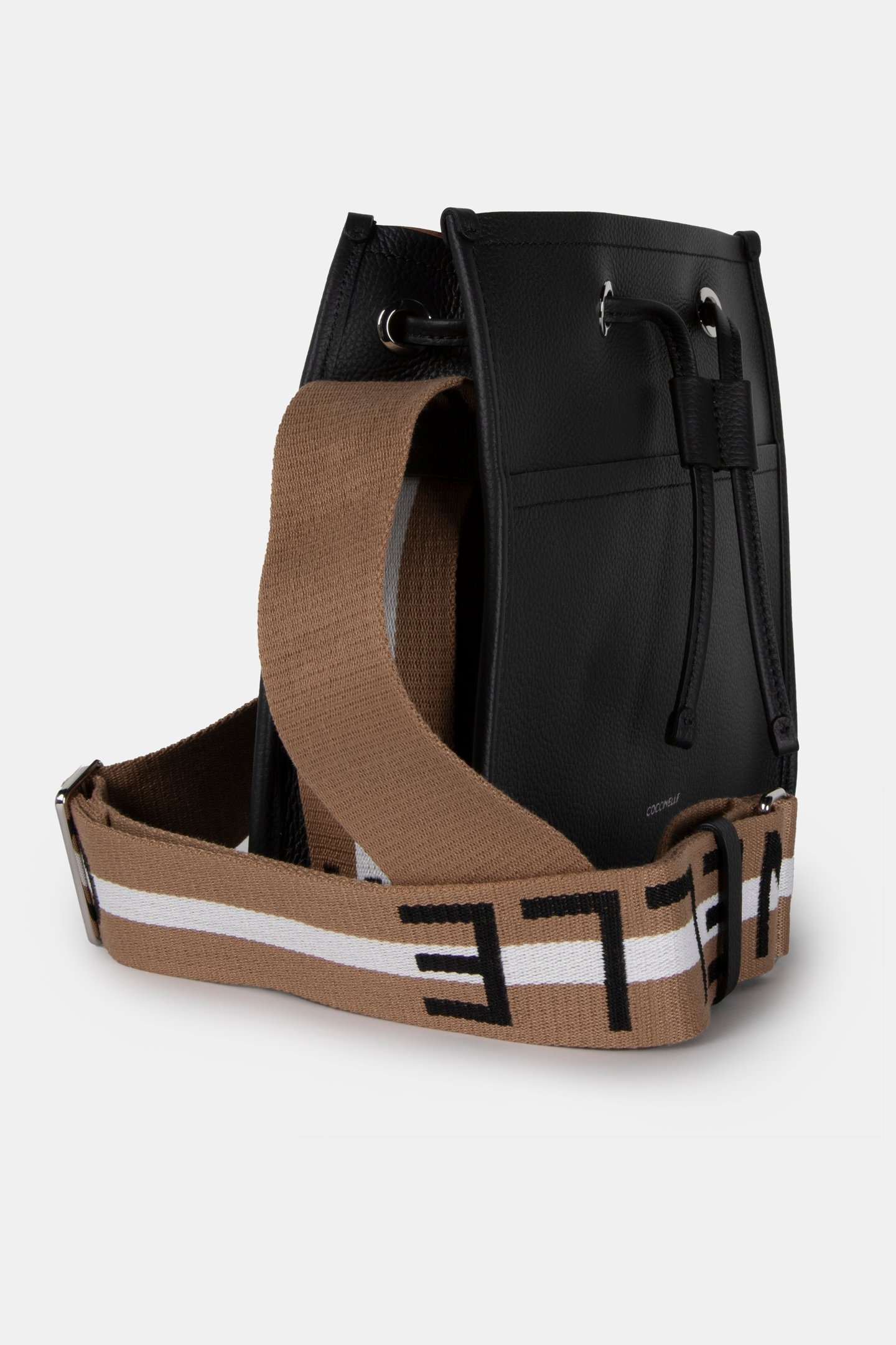 LARGE SHOULDER BAG WITH LOGO STRAP IN BLACK 3