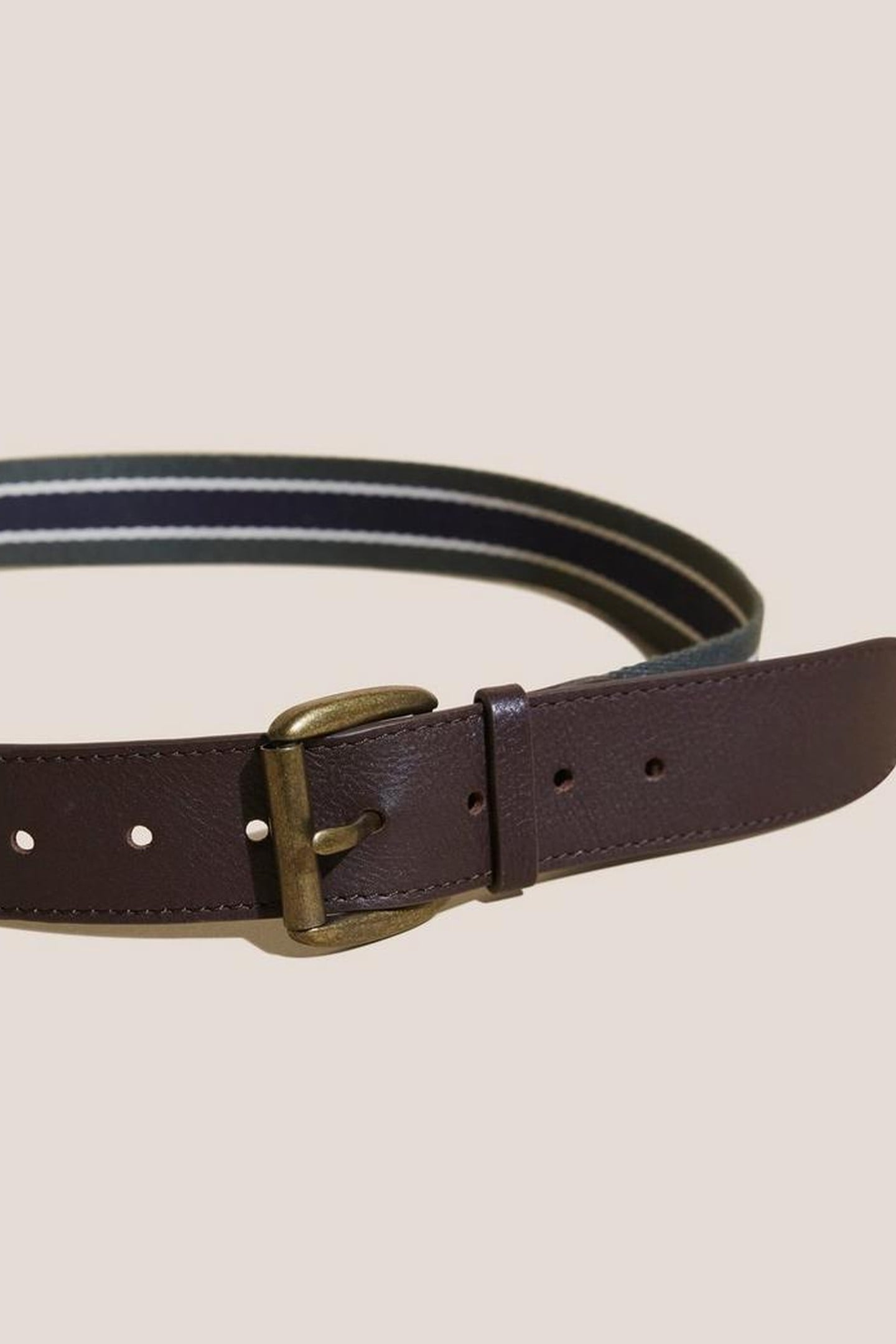 STRIPED WEBBED BELT KHAKI GREEN 2