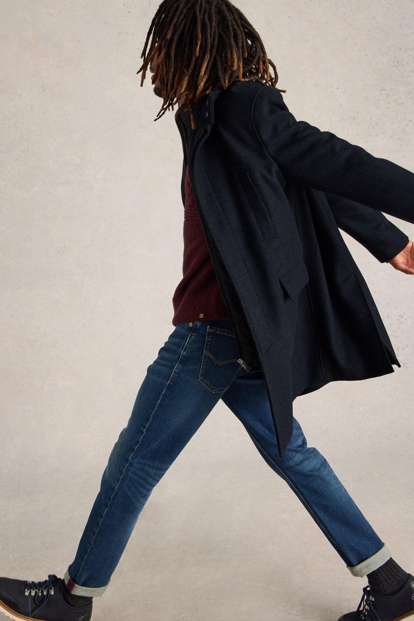 WOOL FUNNEL COAT DARK NAVY 6