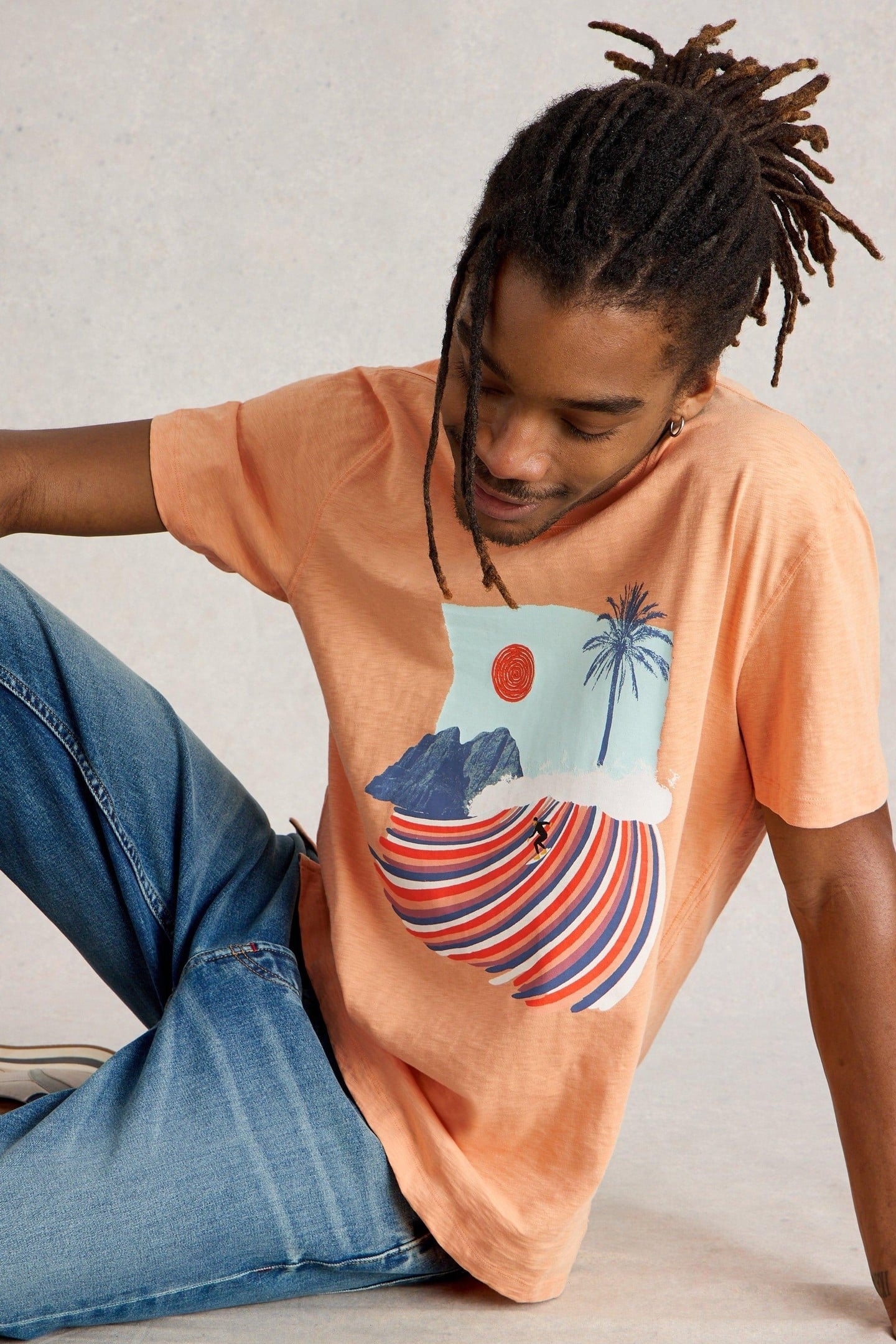 ABERSOCH SURFS UP GRAPHIC TEE PINK PRINT 1