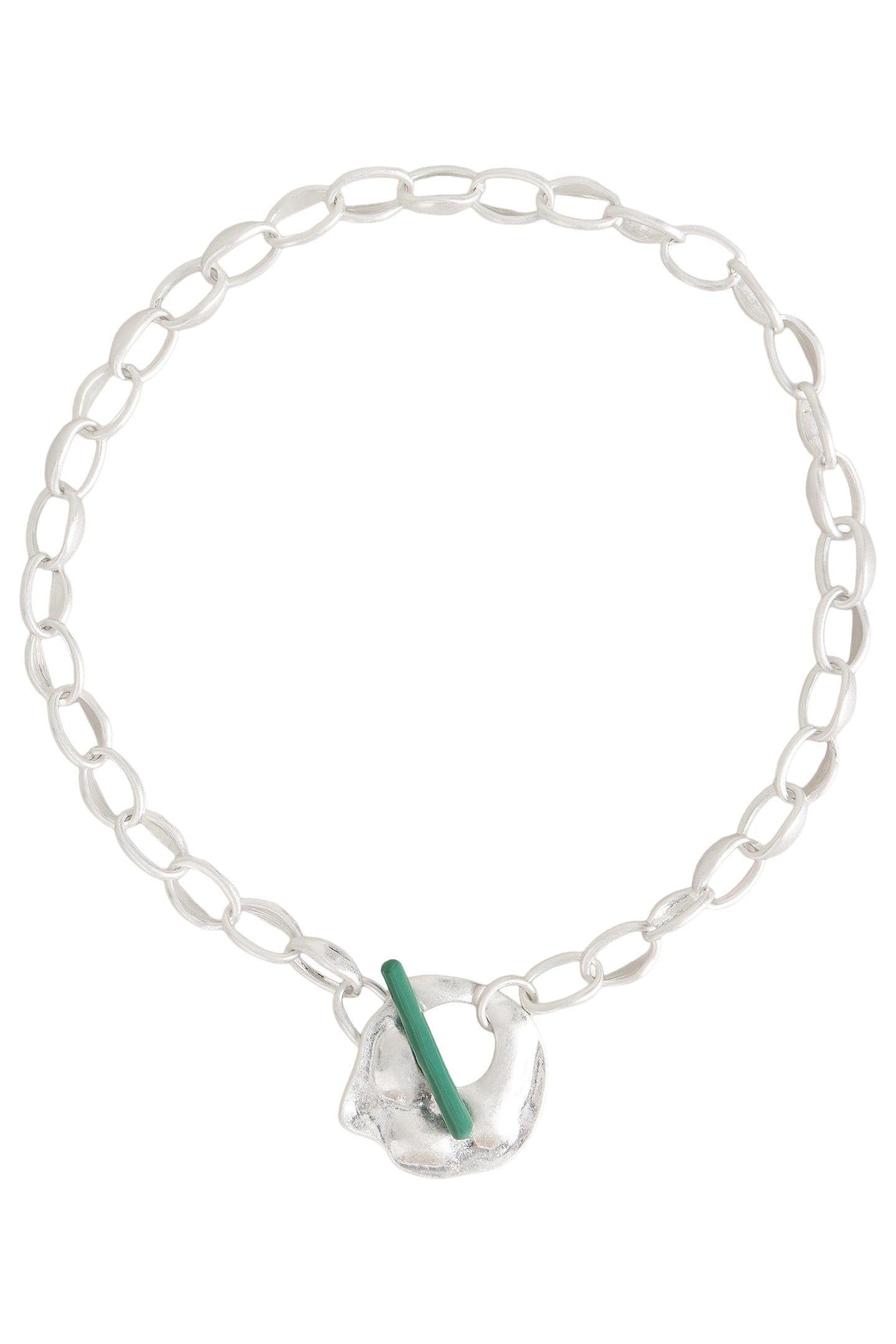 ABSTRACT HAMMERED NECKLACE SILVER TONE METALLIC 1